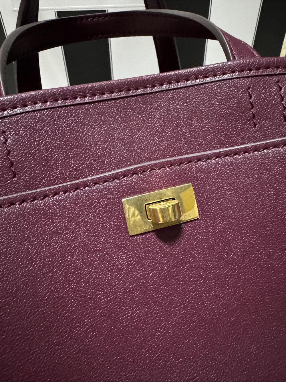 Anya Hindmarch Plum Leather Structured Top-Handle Satchel - Picture 15 of 16
